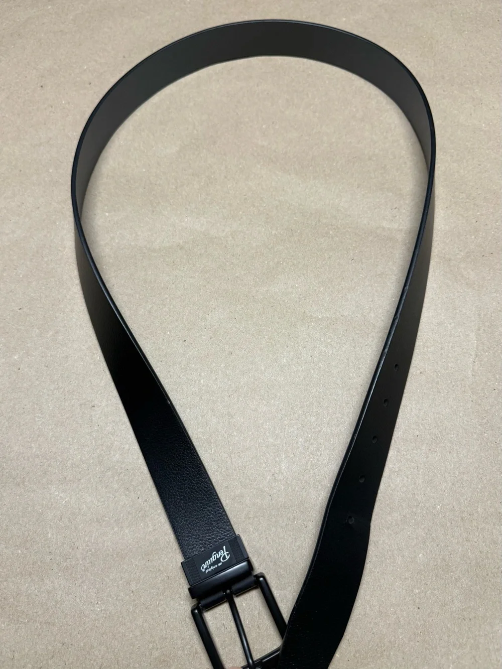 Original Penguin Black Leather Belt with Matte Black Buckle
